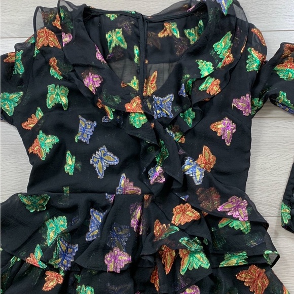 The Kooples Silk Ruffle Butterfly Bomb Mini Long Sleeve Dress - Picture 9 of 16